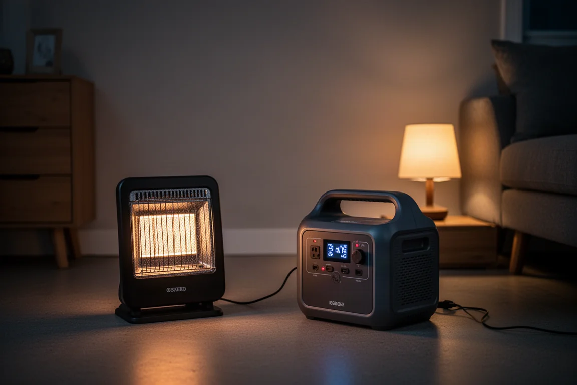 Warm beleuchtetes Wohninteresse bei einem Stromausfall in der Nacht