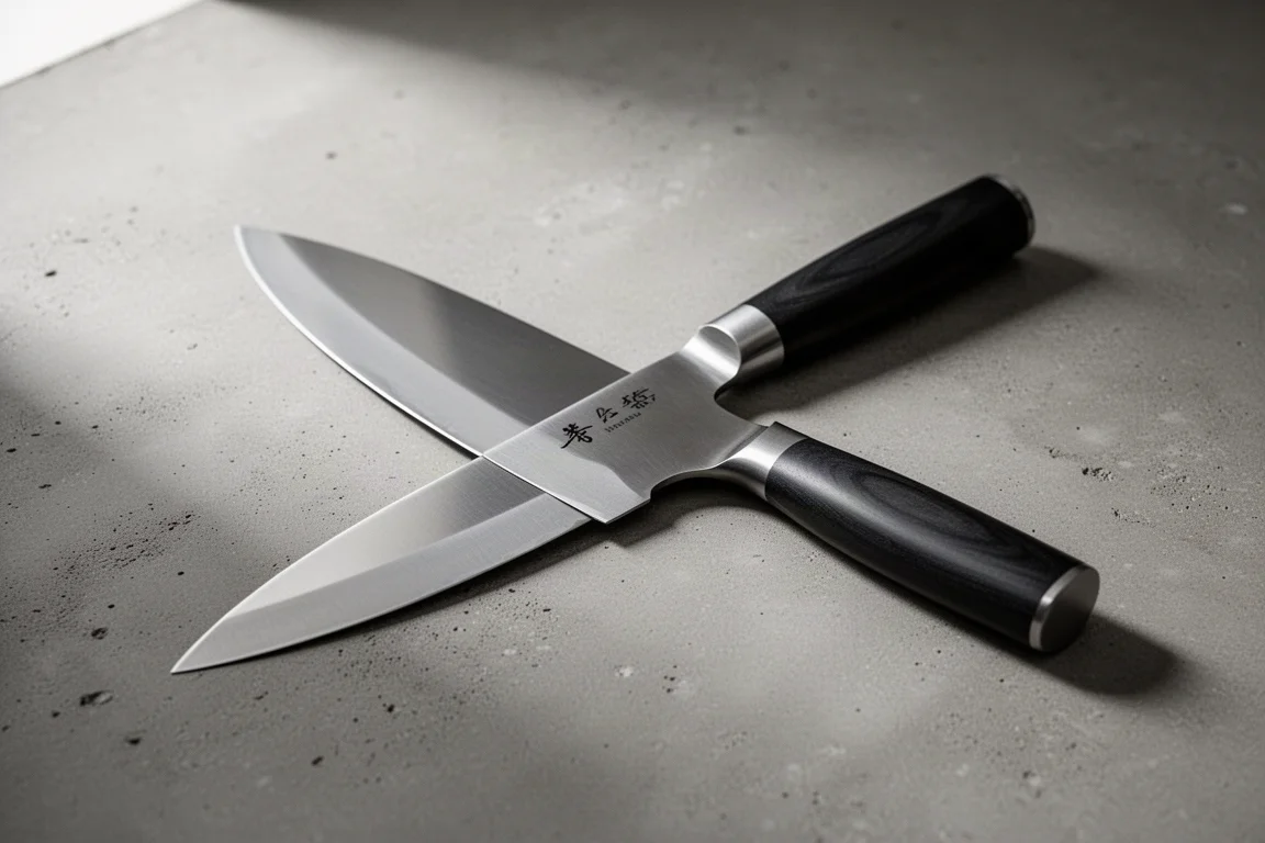 Vosteed Stallion 8-inch Japanese-style chef's knife on a concrete surface