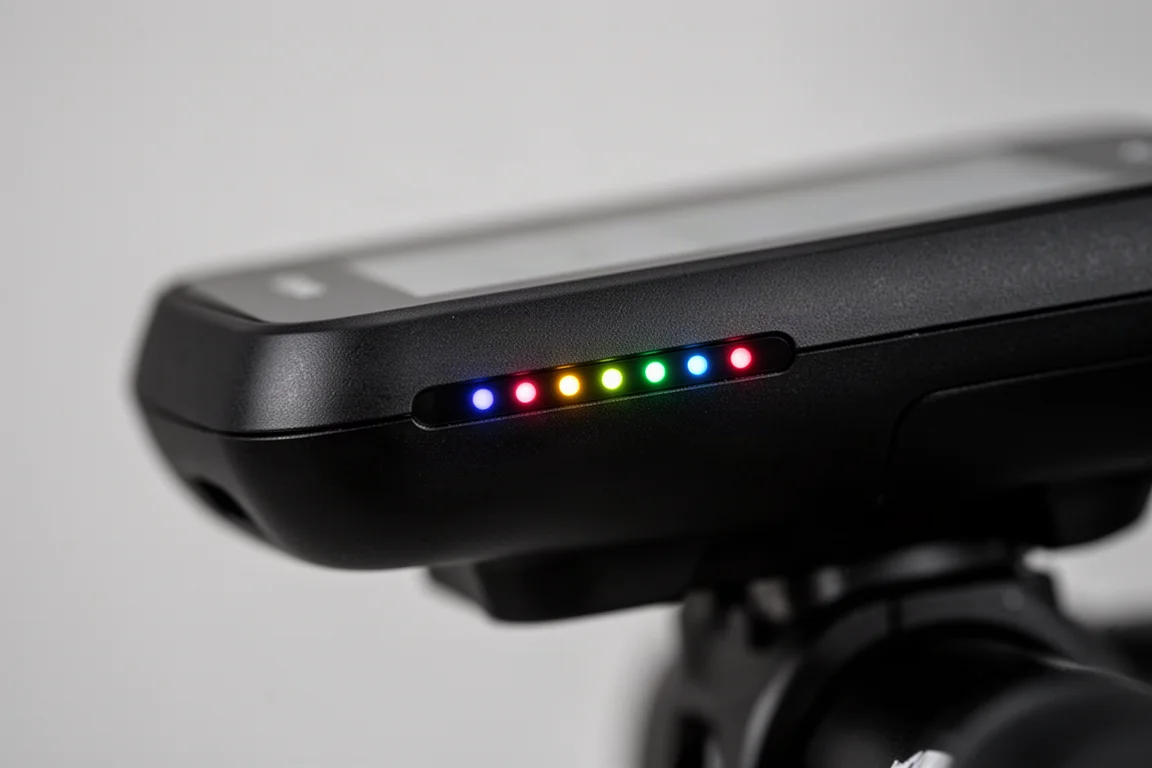 單車碼錶側面彩色 LED 指示燈特寫