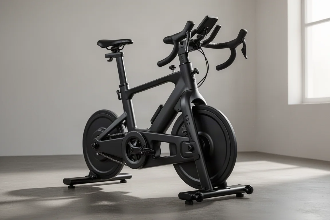 Wahoo KICKR Bike Pro smart bike in a minimalist room with soft light