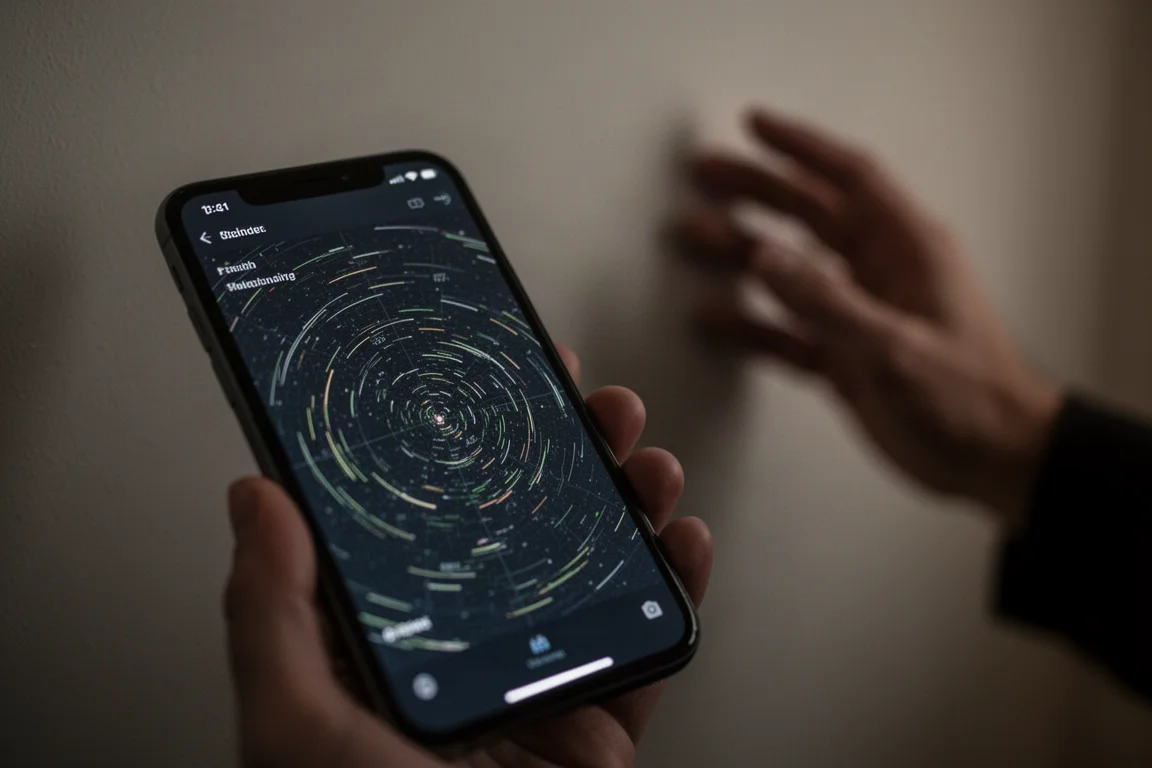Vista del modo radar experto que muestra la detección de movimiento en vivo dentro de una pared