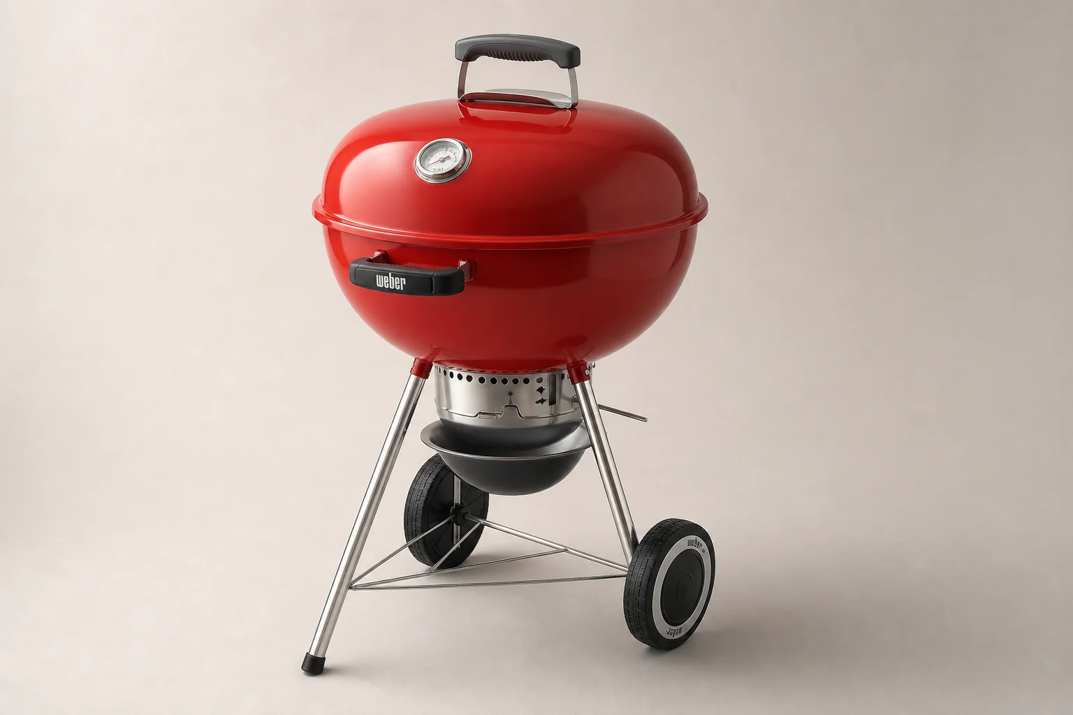 Drei 22-Zoll-Kugelgrills von Weber in einer Reihe: die Modelle Original, Premium und Master Touch