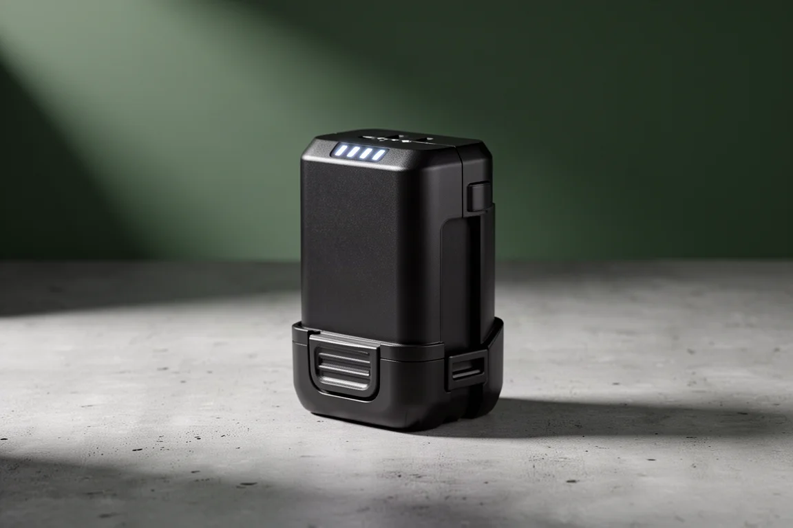 Weightly 56V 5Ah battery pack standing on a concrete surface