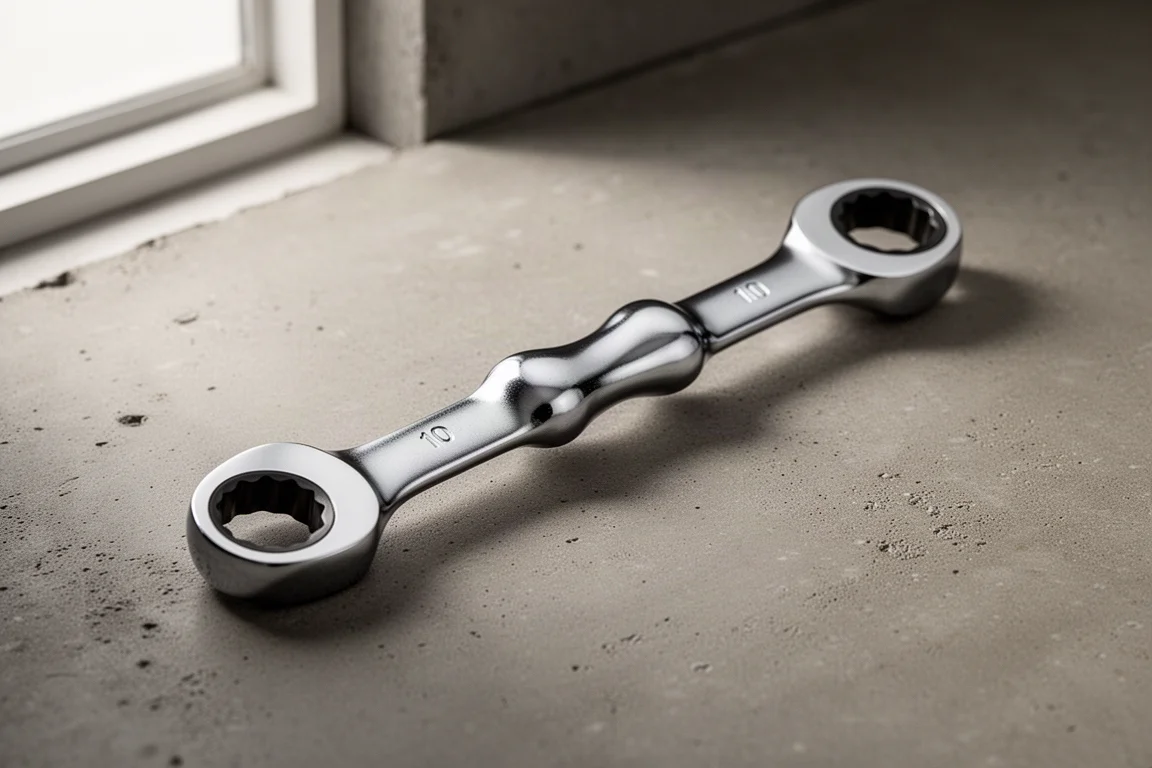 Wera Joker 10mm ratcheting combination wrench on a concrete surface