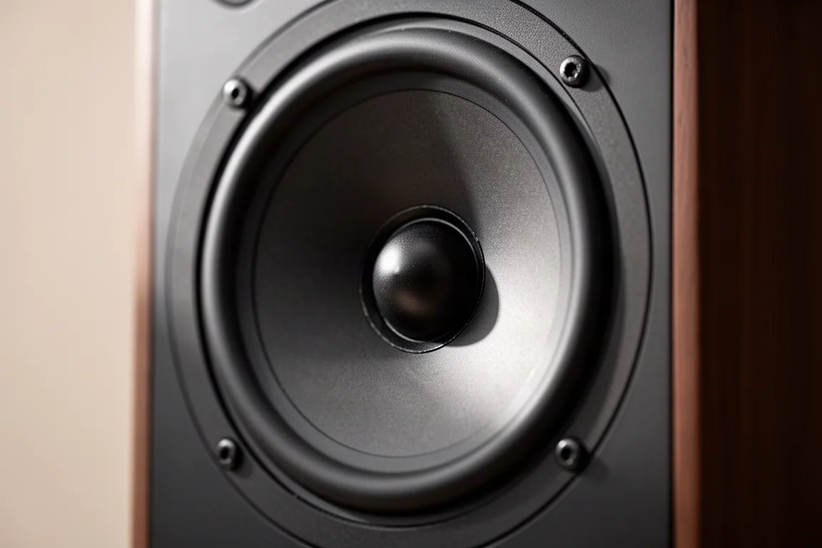 Gros plan sur un haut-parleur coaxial avec un tweeter à dôme centré