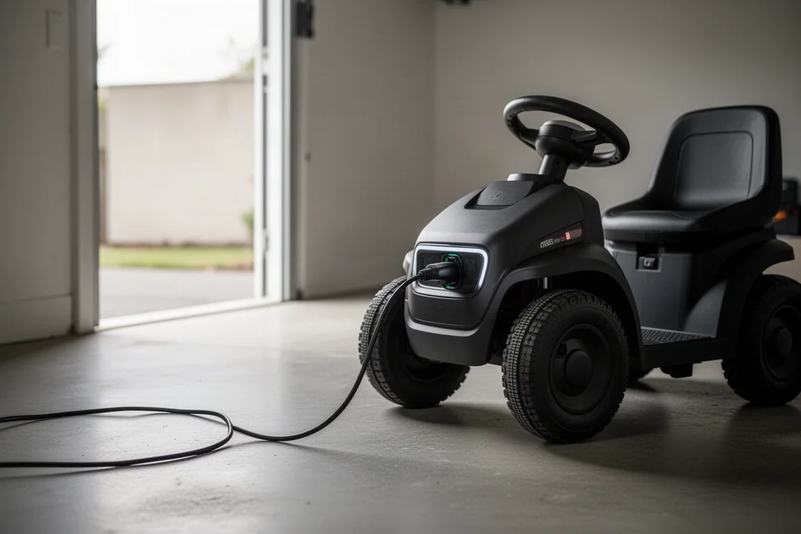 可乘坐行動冰箱的充電線在車庫中連接充電