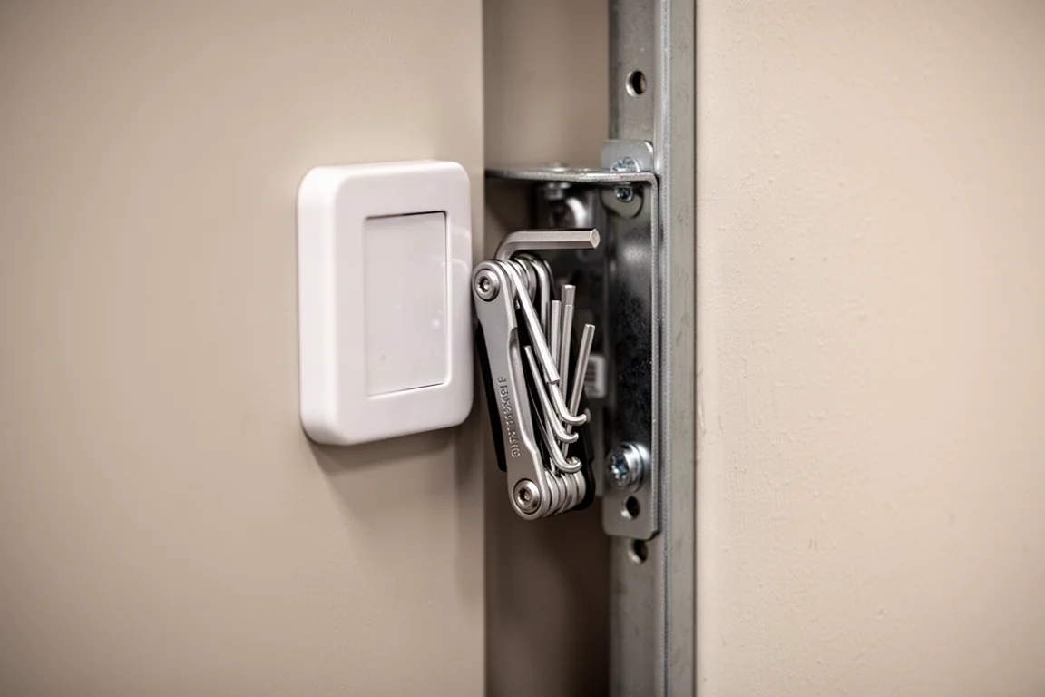 Technik sięgający po kompaktowy zestaw kluczy imbusowych w ciasnym kącie instalacji