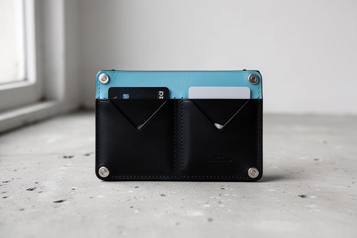 Cartera con dos bolsillos de acceso rápido para tarjetas en la parte trasera tras la reconfiguración