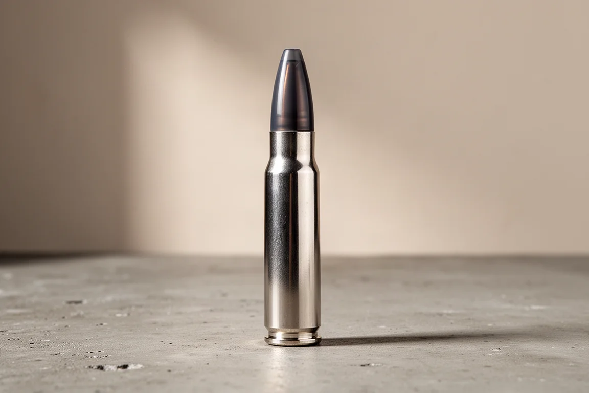 Winchester Supreme BC Max Gewehrpatrone mit vernickelter Hülse und dunkelgrauer Polymer-Spitze
