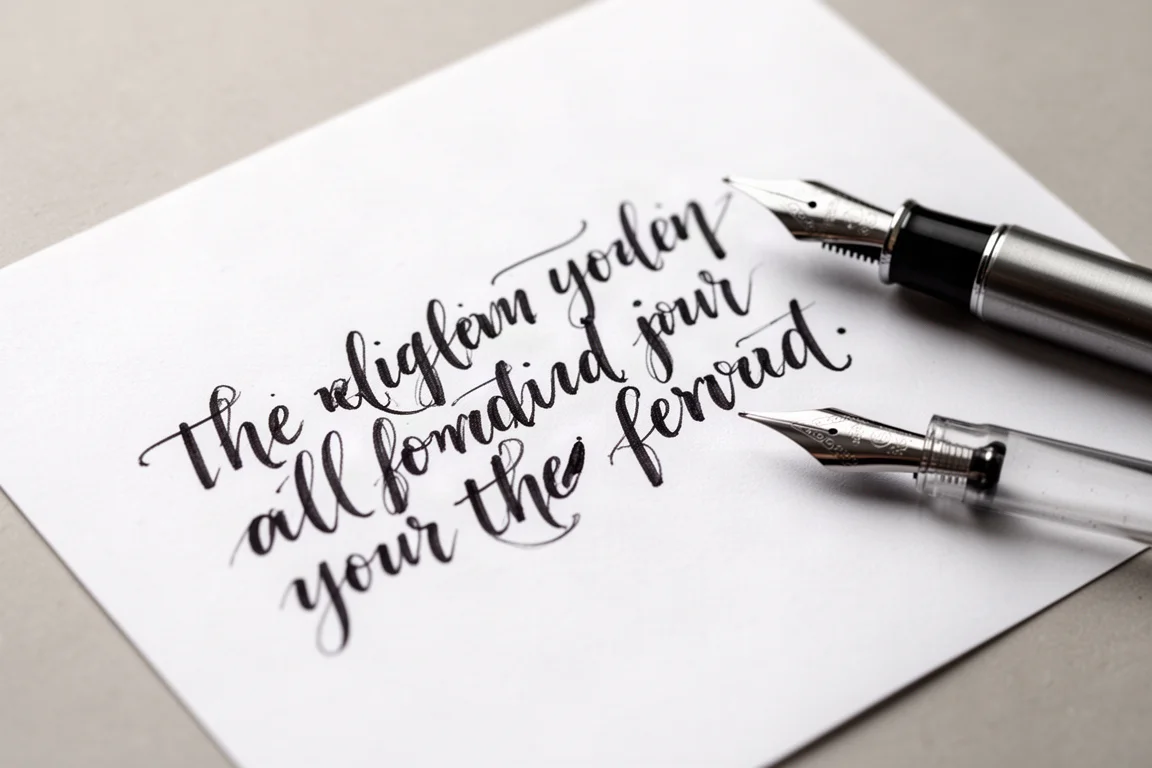 Échantillon d'écriture à l'encre foncée sur papier blanc uni