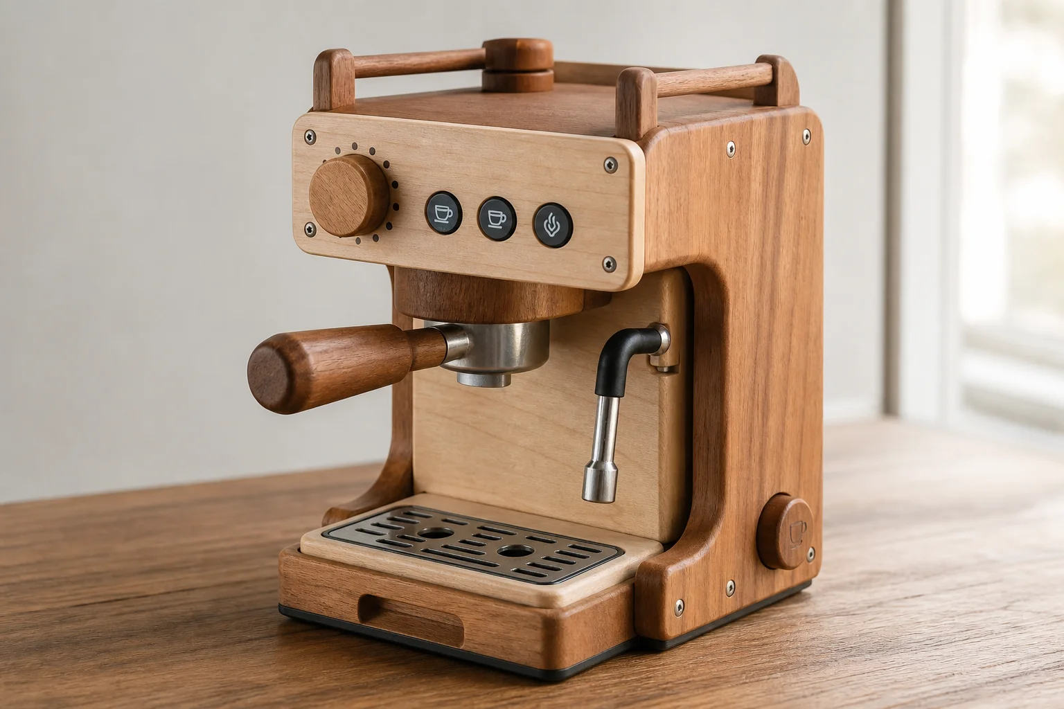 Six coffee toy sets arranged on concrete surface showing espresso machines, pour-over set, and bakery pieces