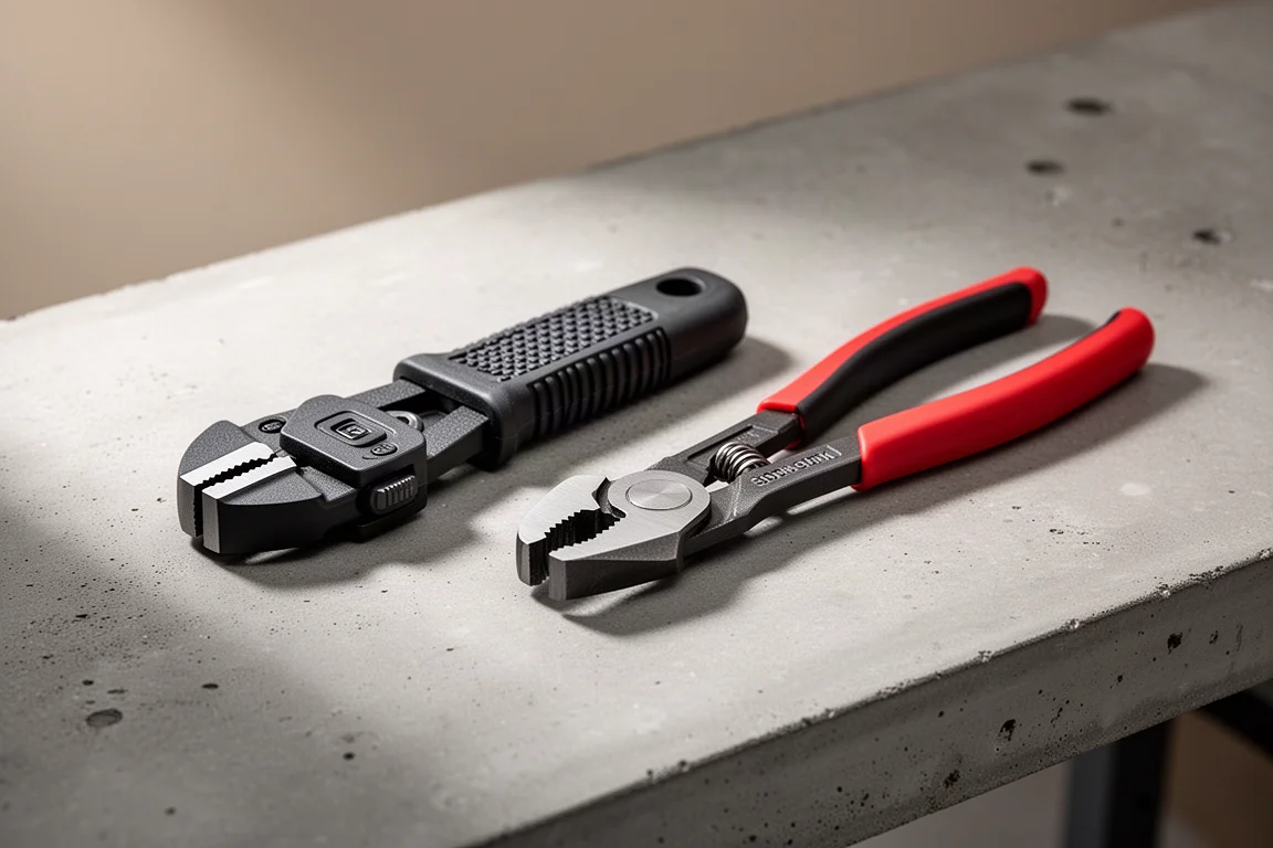 Budżetowe szczypce WorkPro i szczypce Knipex Cobra obok siebie na warsztacie