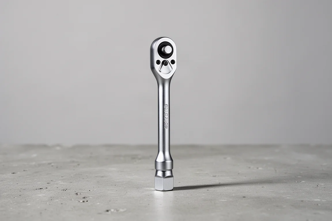 Mini-clé avec un adaptateur de douille de petite taille monté, dressée sur une surface en béton