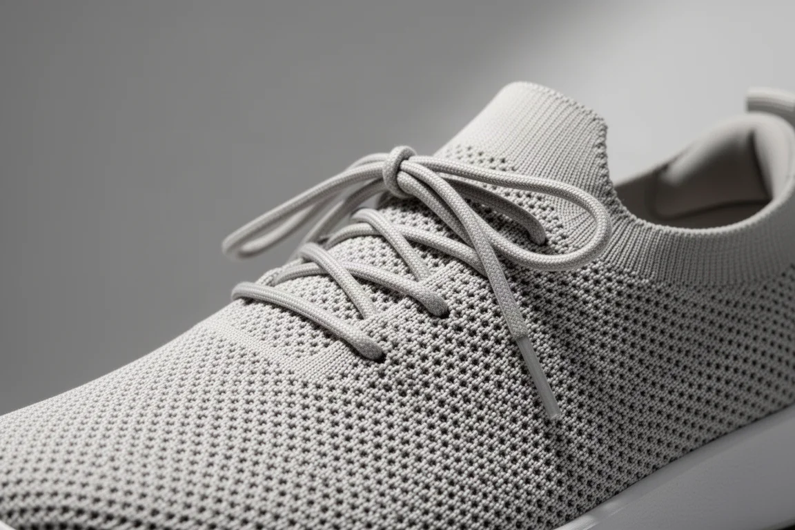 Minimalistischer Schuh mit atmungsaktivem Mesh-Obermaterial in weichem Studiolicht