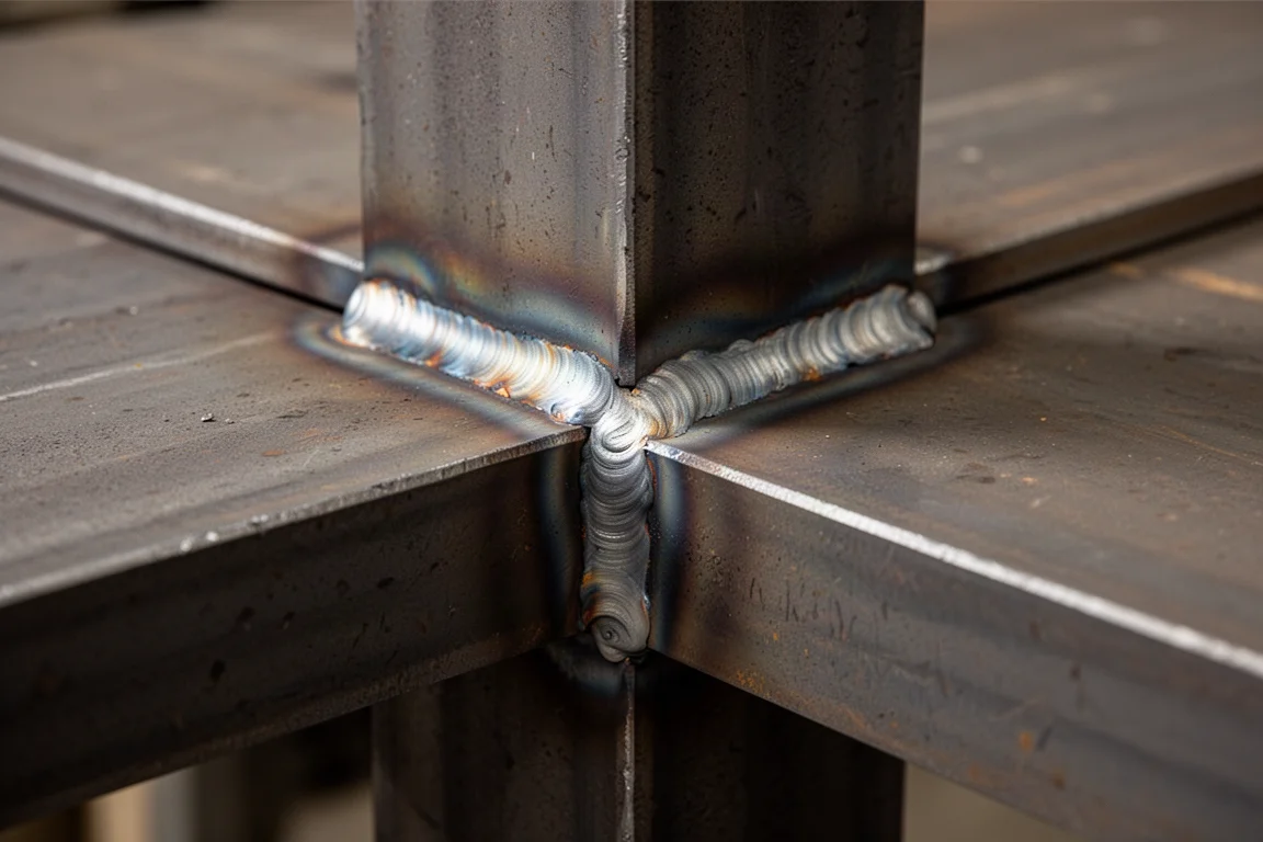 Completed fillet weld on an outside corner joint with full reinforcement