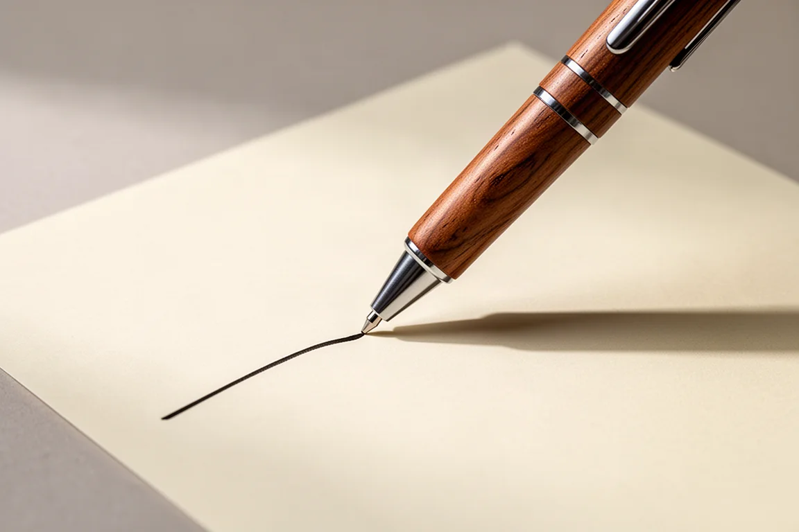 Échantillon d'écriture fluide sur papier crème avec un stylo bille