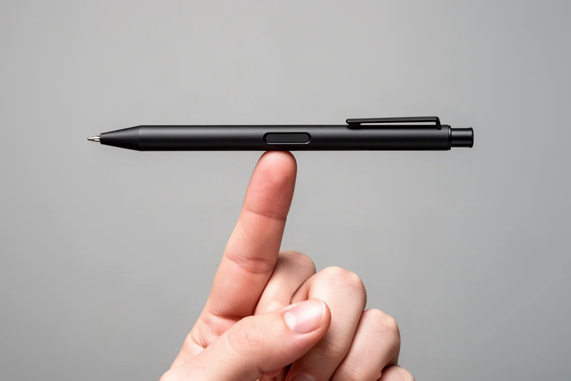 Bleistift balanciert auf einer Fingerspitze zeigt die niedrige Gewichtsverteilung