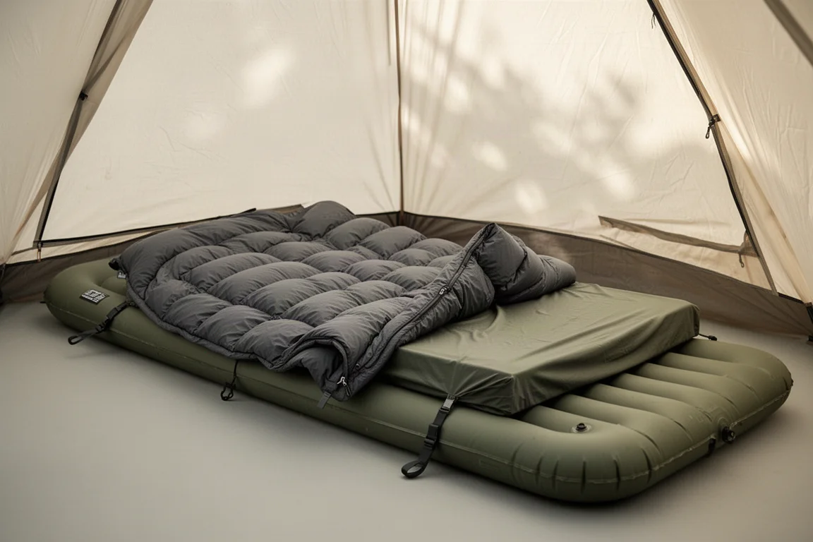 Kołdra i prześcieradło dopasowane Zen Bivy Light Bed na szerokiej macie do spania w namiocie