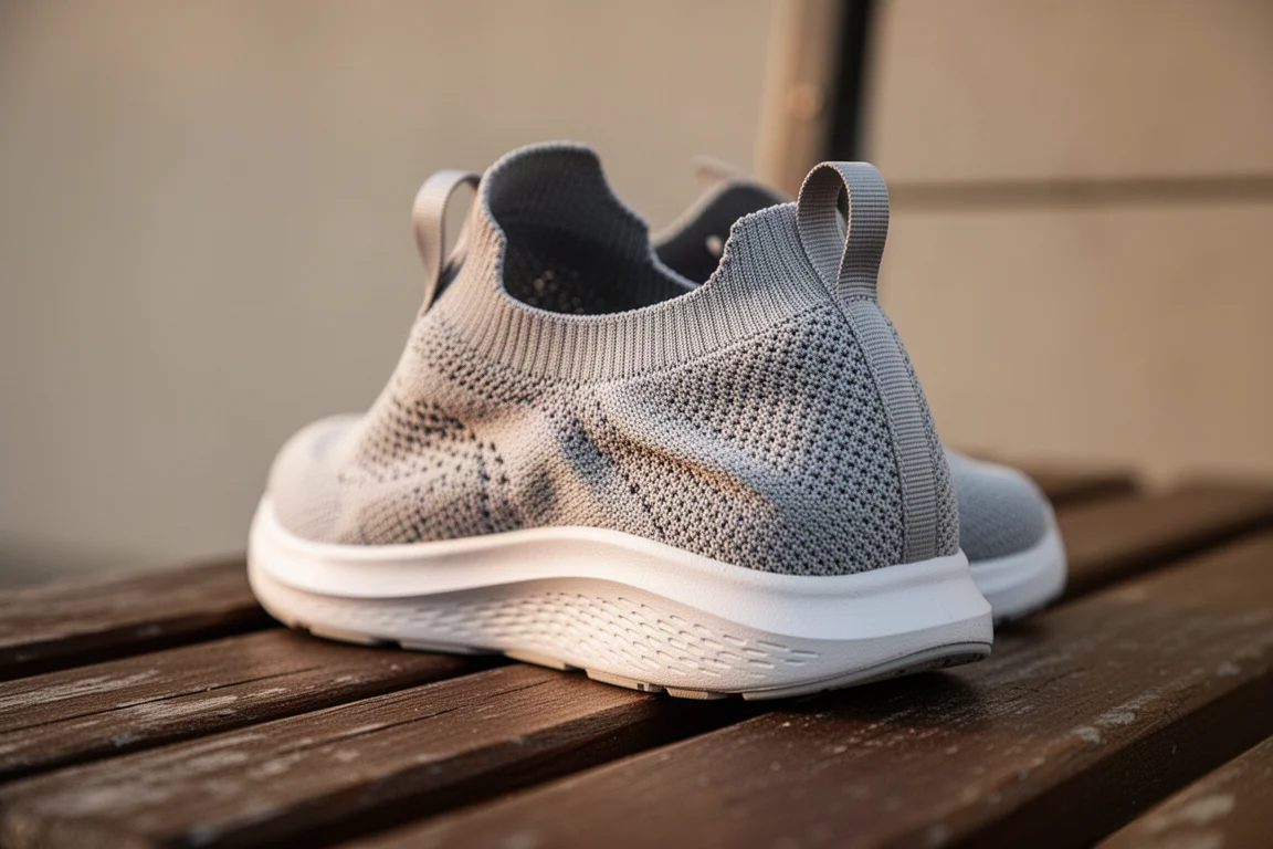 Collarín del talón desgastado de una zapatilla tras la carrera