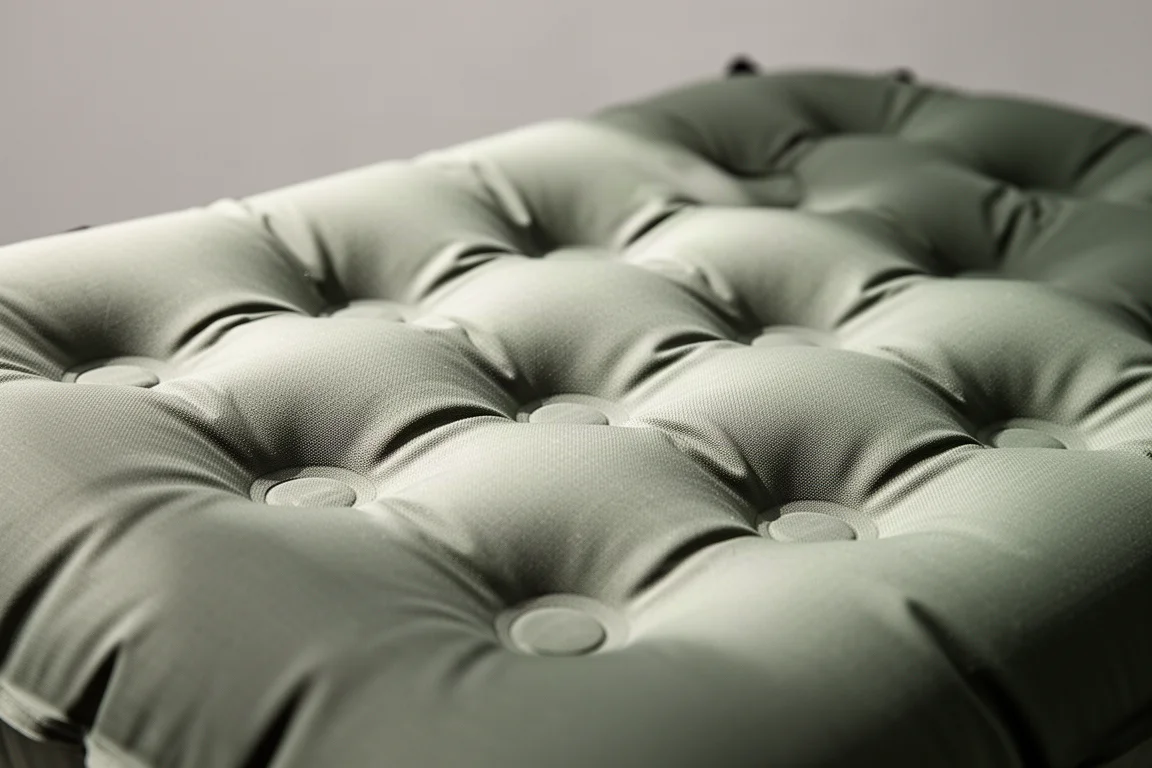 Gros plan de la surface d'un matelas gonflé avec un motif de cloisons capitonnées en relief