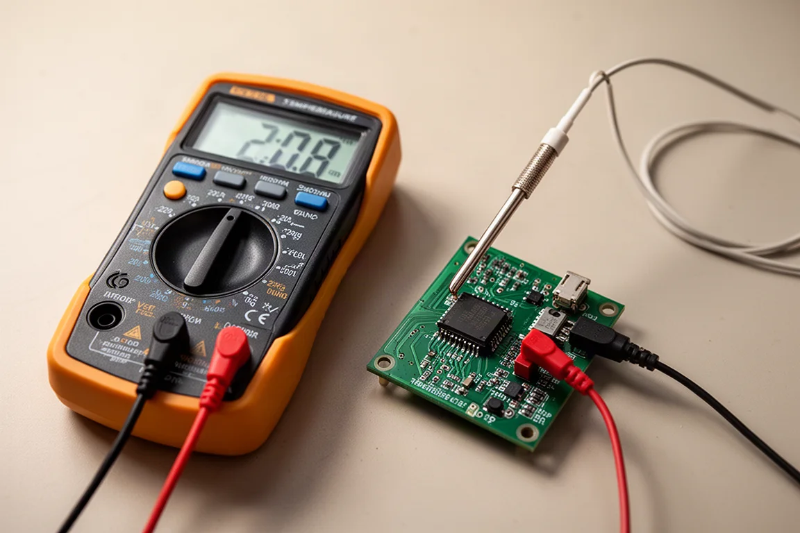 熱敏電阻探針量測電子元件的溫度