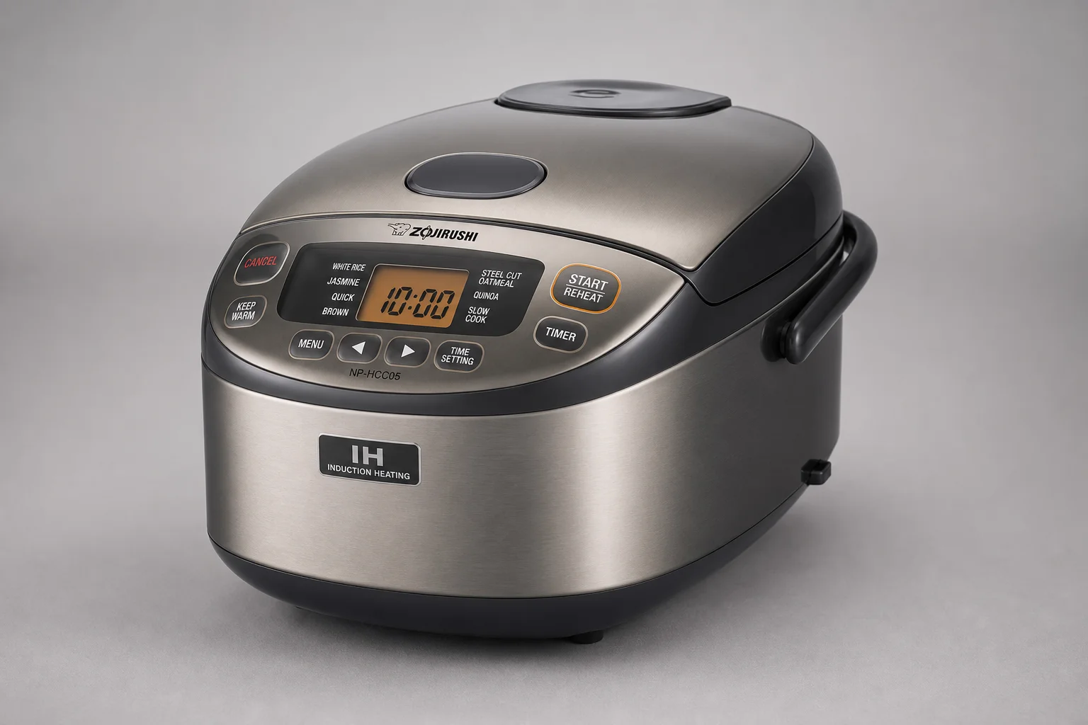 Aroma budget rice cooker and Zojirushi premium rice cooker displayed side by side
