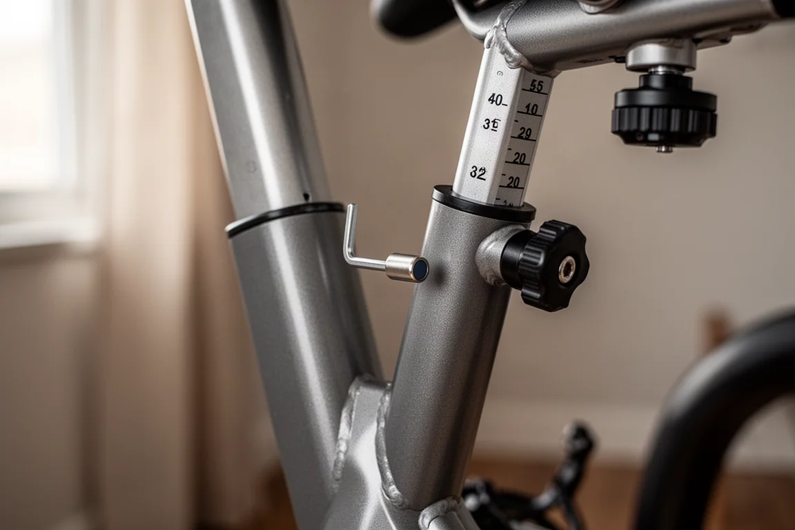 Primer plano de los botones del manillar y las paletas de cambio en una bici indoor