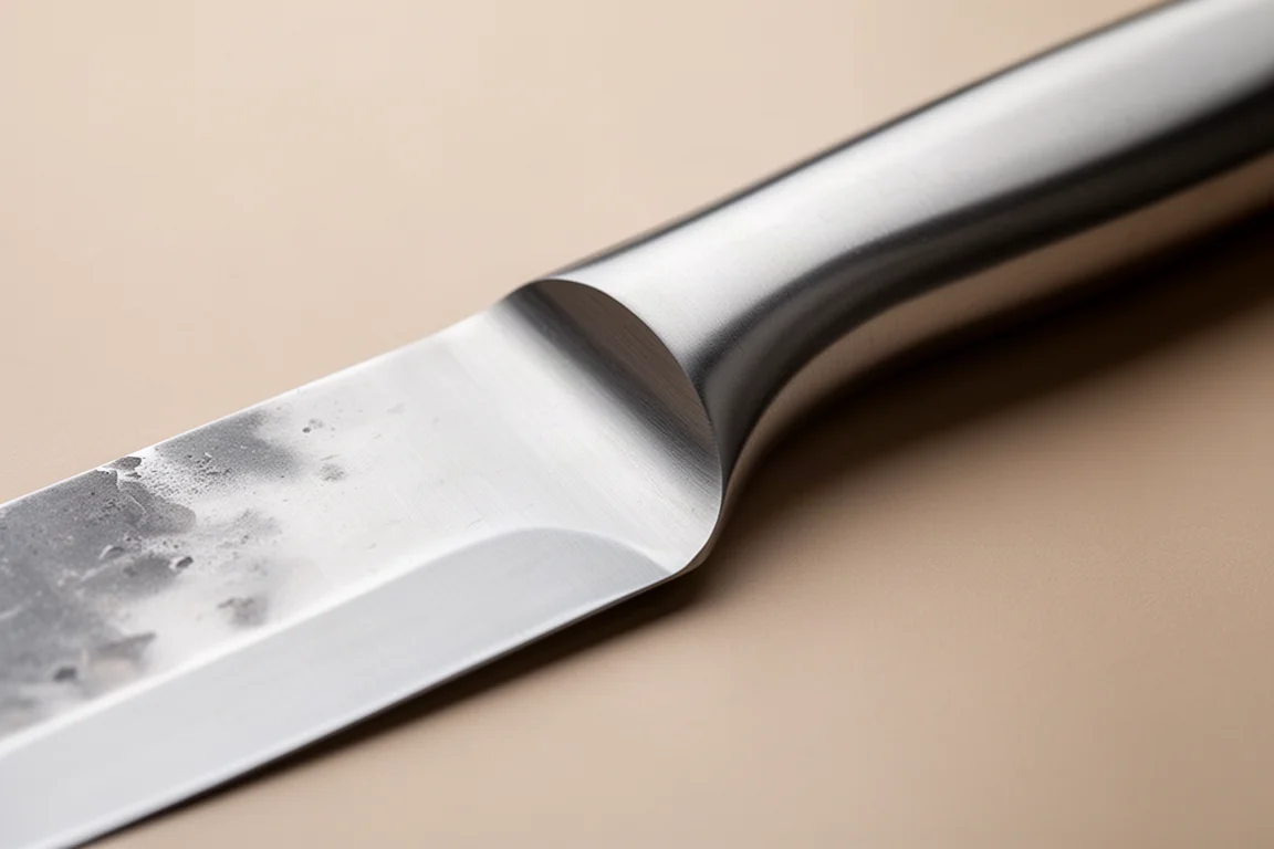 Close-up of a knife bolster showing the smooth transition from handle to blade